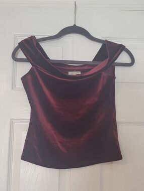 Silence + Noise Burgundy Velvet Cowl Neck Camisole